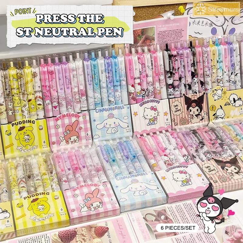 {Streamers} 6 ชิ้นการ์ตูนเจลปากกาน่ารักกดปากกาเป็นกลาง Creative Quick Drying ปากกาเครื่องเขียนนักเรียนโรงเรียนอุปกรณ์สํานักงานของขวัญใหม่