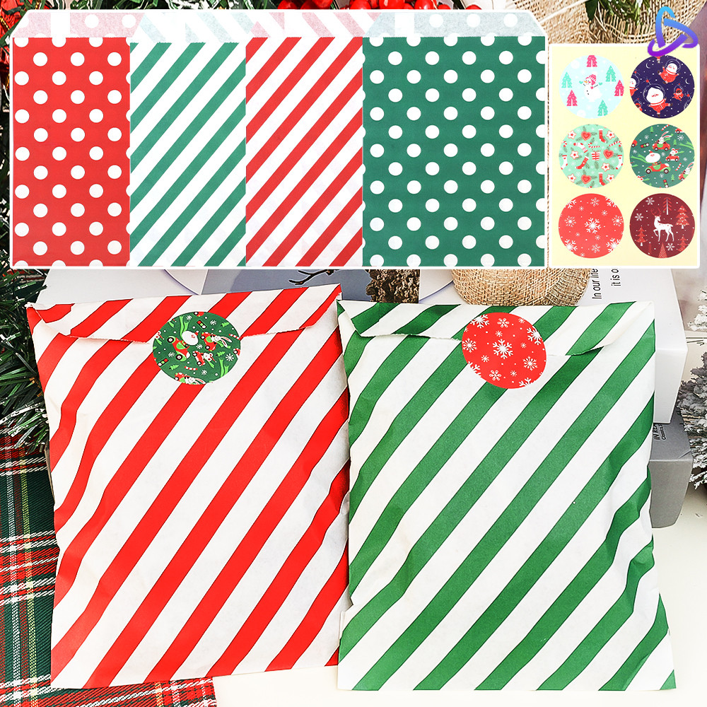 Portable Christmas Red Green Polka Dot Self Sealing Wrapper - กระเป๋าผ้าใบธีมคริสต์มาสที่สวยหรู - กระเป๋าถือผ้าฝ้ายคุณภาพสูง Santa Claus