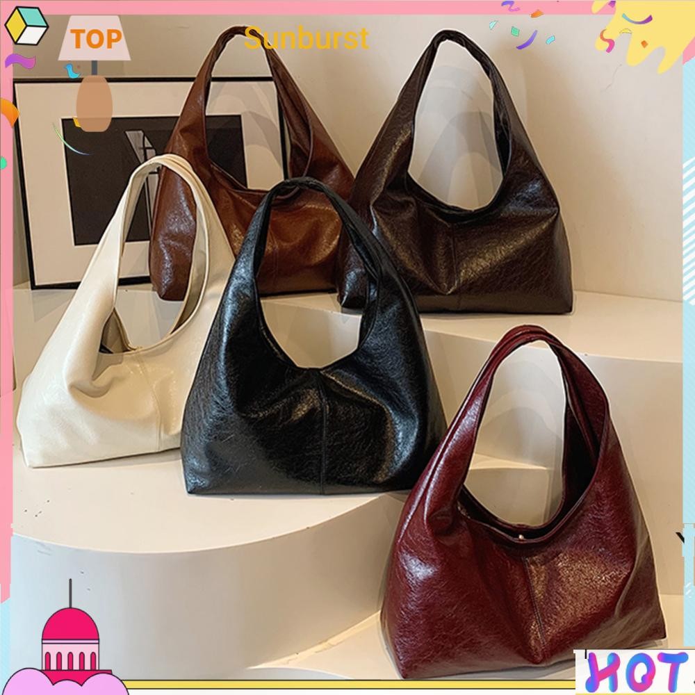 Women PU Casual Tote Handbag Large Capacity Style Shoulder Purse Chic Hobo Bag [Sunburst11.th]