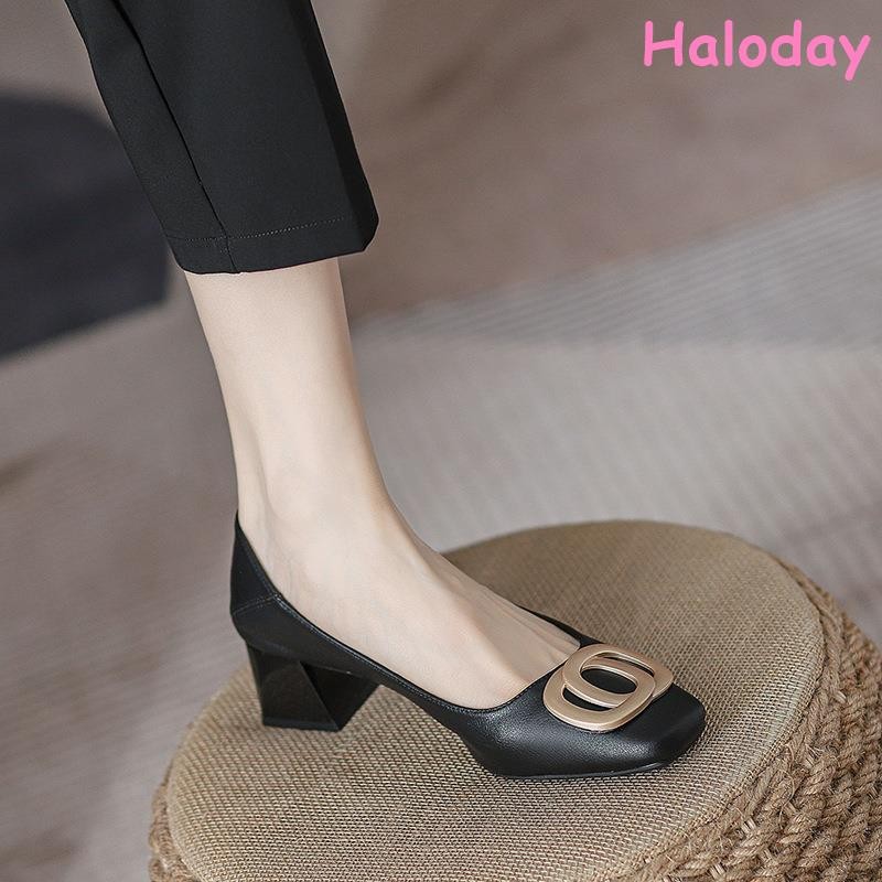 8333-1สีดํารองเท้าเดียวฤดูใบไม้ผลิฤดูใบไม้ร่วงขั้นตอนส้นหัวเข็มขัดโลหะกลางส้นส้นหนานุ่มแต่เพียงผู้เดียวมืออาชีพทํางานรองเท้าผู้หญิงคุณภาพรองเท้าสบายรองเท้าส้น ชม.3rt