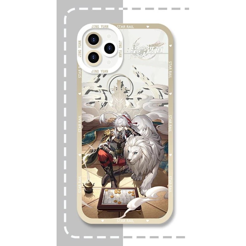 เคส iPhone Samsung Xiaomi Oppo Honkai:Star Rail Square Edge พิมพ์ลายสิงโตสีเทาและสาวอนิเมะ
