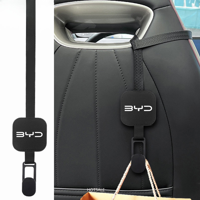 Byd/chery สีดําหนังนิ่มโลหะตะขออุปกรณ์เสริมสําหรับแขวนกระเป๋าถือสําหรับรถยนต์เบาะหลัง atto 3 หยวน plus dolphin seal u han ev