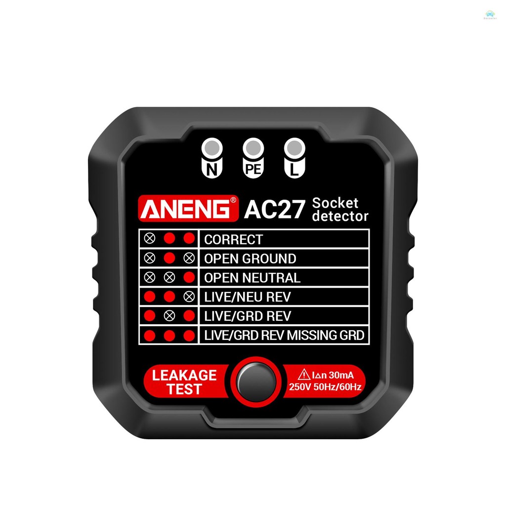Yb1 ซ็อกเก็ต TesterANENG Outlet Tester 250V Fast Detection Socket Tester Receptacle Detector ปลั๊กการรั่วไหล Polarity Ground Line วงจรไฟฟ้าอัตโนมัติเครื่องตรวจจับแรงดันไฟฟ้าขั้ว