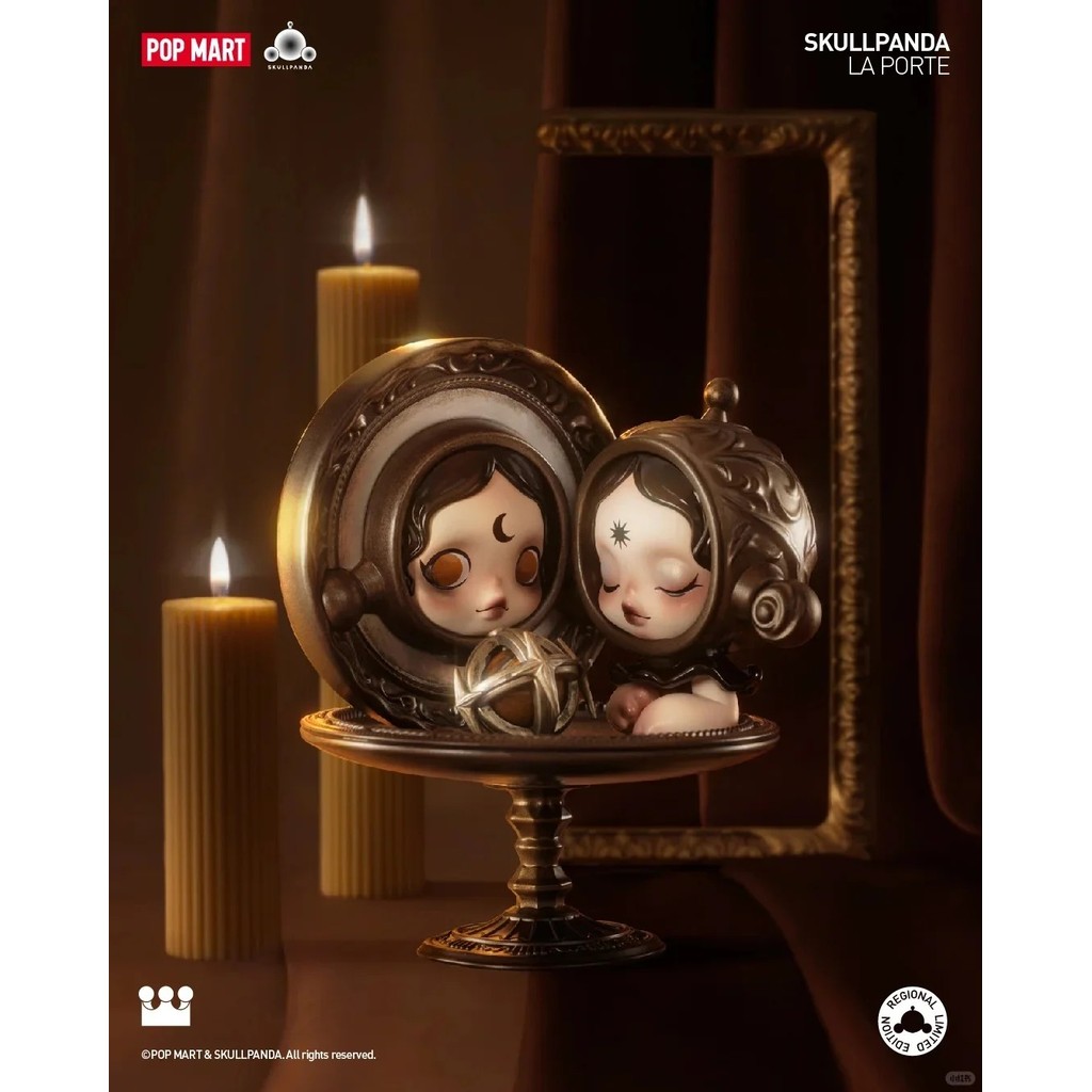 Popmart ของแท้สปอต skullpanda ทำมือในกระจกฝรั่งเศสจำกัด SP เครื่องประดับแฟชั่น