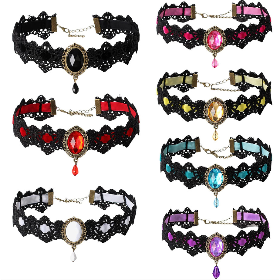 ยุโรปและอเมริกาขายร้อนสร้อยคอ Gothic Retro Punk ทอลูกไม้ Choker ผู้หญิง Clavicle Chain
