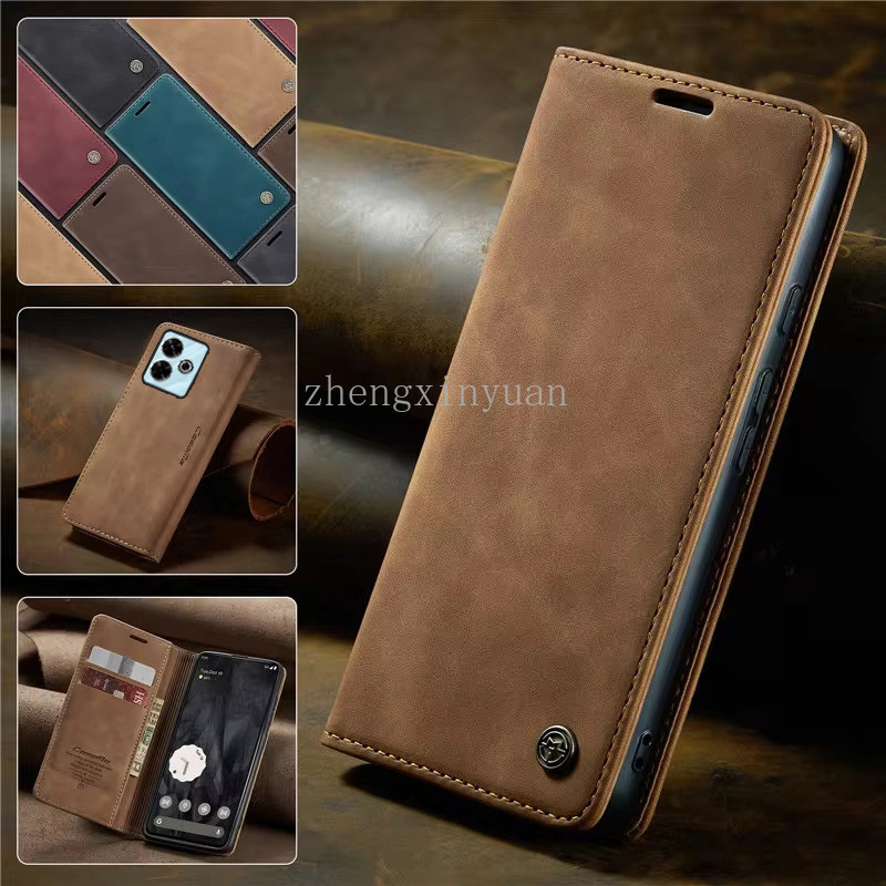 ปลอกสําหรับ Xiaomi POCO M6 4G 2024 เคสโทรศัพท์ Retro กระเป๋าหนังหรูหราแม่เหล็กผู้ถือบัตรสําหรับ Mi POCOM6 Pro M6Pro 5G POCOM6Pro กระเป๋าสตางค์