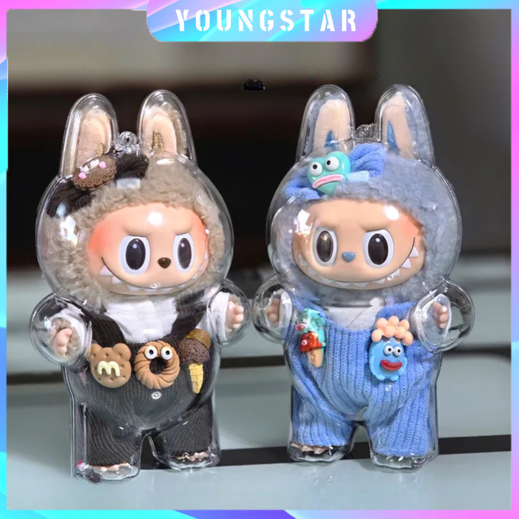 ยอดนิยม labubu ป้องกันอะคริลิค CaseTransparent แบบพกพาสายกล่อง Mystery Box Storage Case ตุ๊กตาตุ๊กตากระเป๋าสําหรับ labu