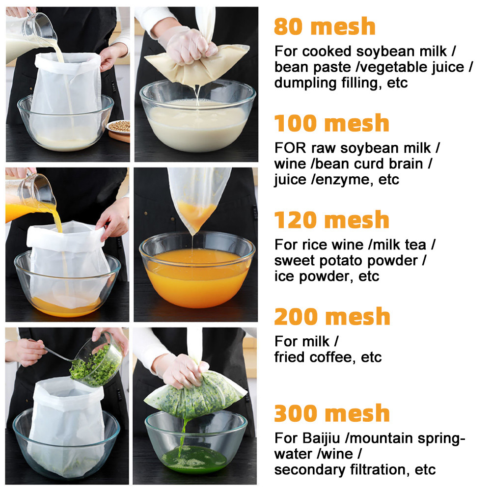 ครัว เชือกรูด กรอง-ทนทานนมถั่วเหลืองกรองถุงตาข่าย-นํามาใช้ใหม่ไนล่อนบีบกรองตาข่าย-สําหรับไวน์ถั่วนมชากาแฟโยเกิร์ต - รูปที่ 6