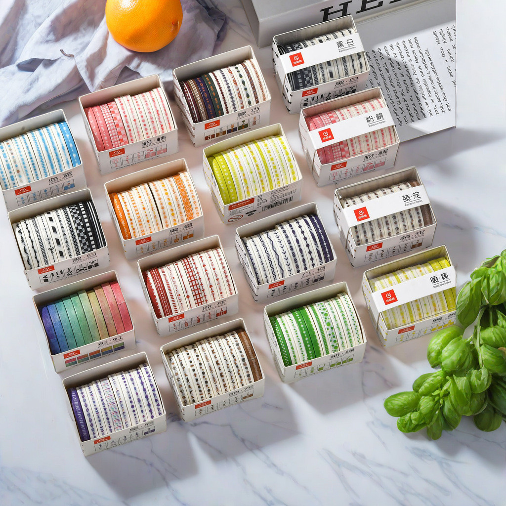 10 PCs Rainbow Series เทปและกระดาษ ULTRA Fine Parting Line เทปสีบัญชีมือวัสดุ 2 มม.เทปละเอียดพิเศษขอบเทปบัญชีมือ
