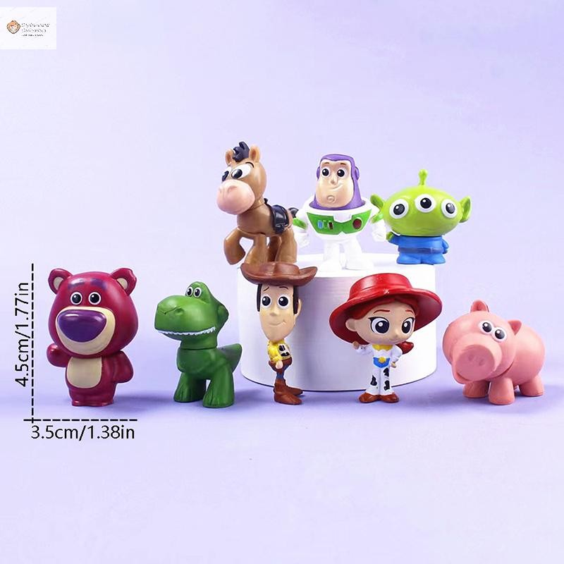 Cod 8 ชิ้น/เซ็ต Disney Toy Story Action Figure อะนิเมะการ์ตูนตุ๊กตาตกแต่งรถใหม่
