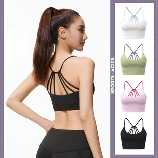 mvp sport บราโยคะสตรี สปอร์ตบรากันกระแทก แผ่นรองหน้าอกคงที่ในตัว สายเดี่ยวไขว้หลัง
