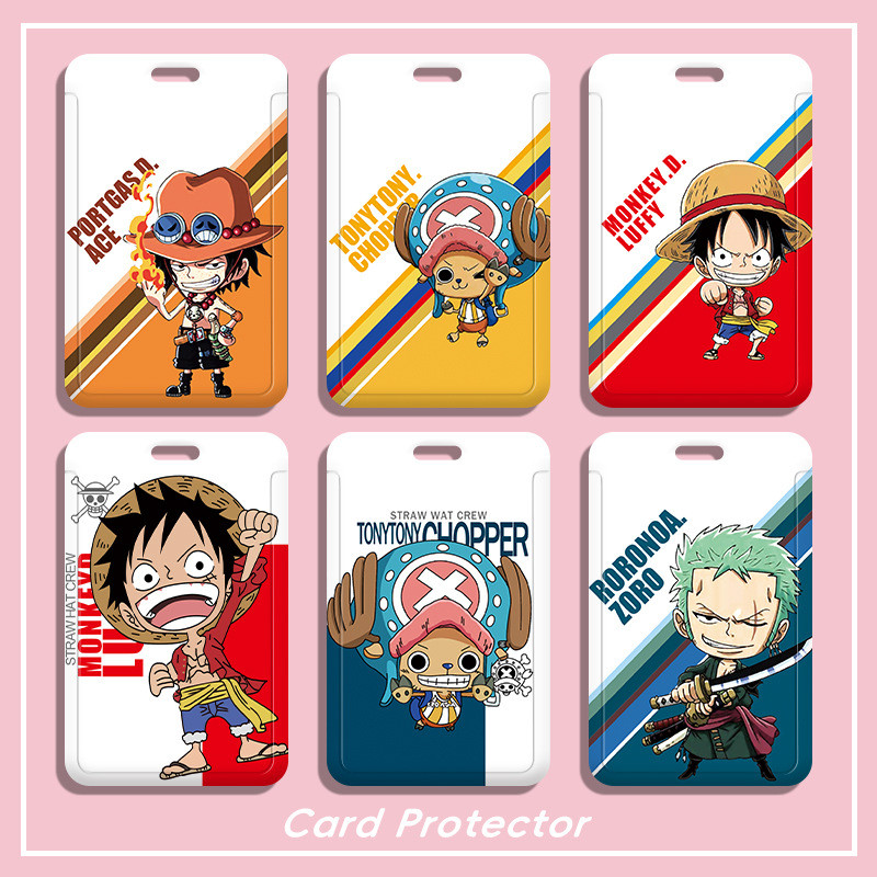 2024 อะนิเมะ One Piece พลาสติก ABS Hard สไลด์ผู้ถือบัตร Luffy Chopper Zoro Identification ID ผู้ถือนักเรียน ID โรงเรียนบัตรอาหารการ์ดเกมแม่เหล็กการ์ดป้องกันกรณี