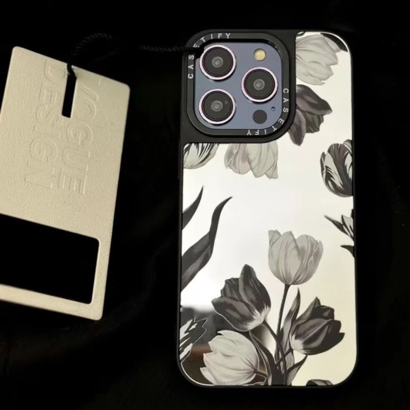 + ปลอก iphone 11/12/13/14/15/16 Pro max ความงามดอกไม้กระจกกันกระแทก Casetify เคสสําหรับ iPhone 11,12