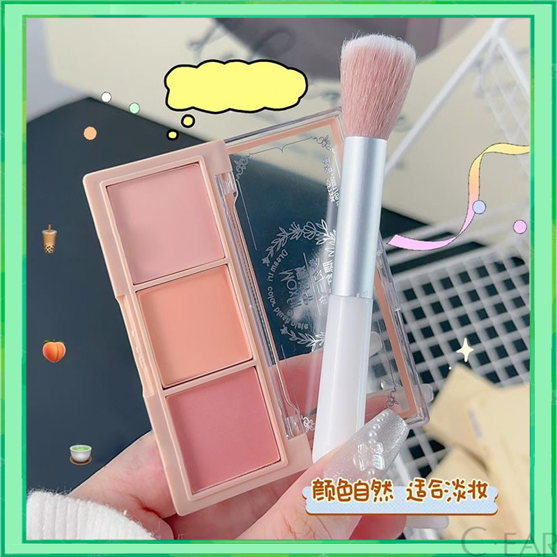 3 in 1 พาเลทอายแชโดว์ บลัชออนกลิตเตอร์ ไฮไลท์ ที่ปัดแก้ม สีชมพูพีช โทนหวาน