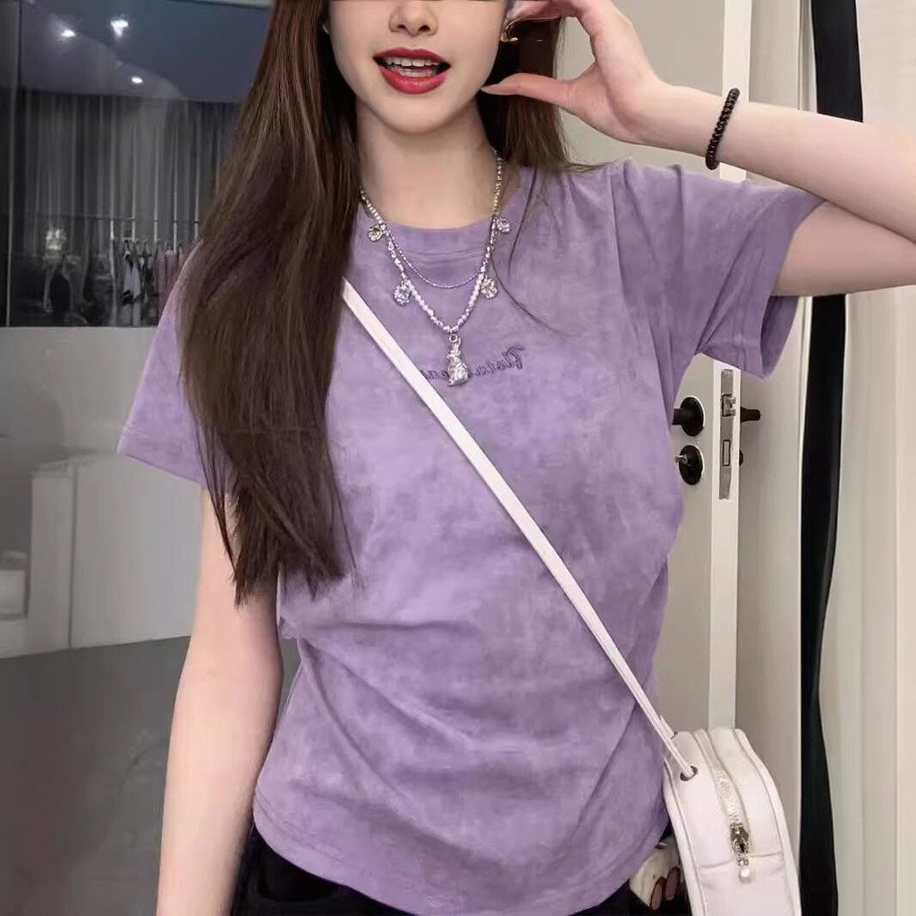 ผู้หญิงฤดูร้อนรอบคออเนกประสงค์ด้านบนแขนสั้นเสื้อยืด