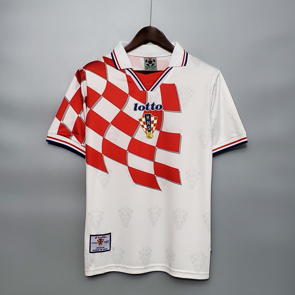 1998 Croatia Home Retro Soccer Jersey ฟุตบอล