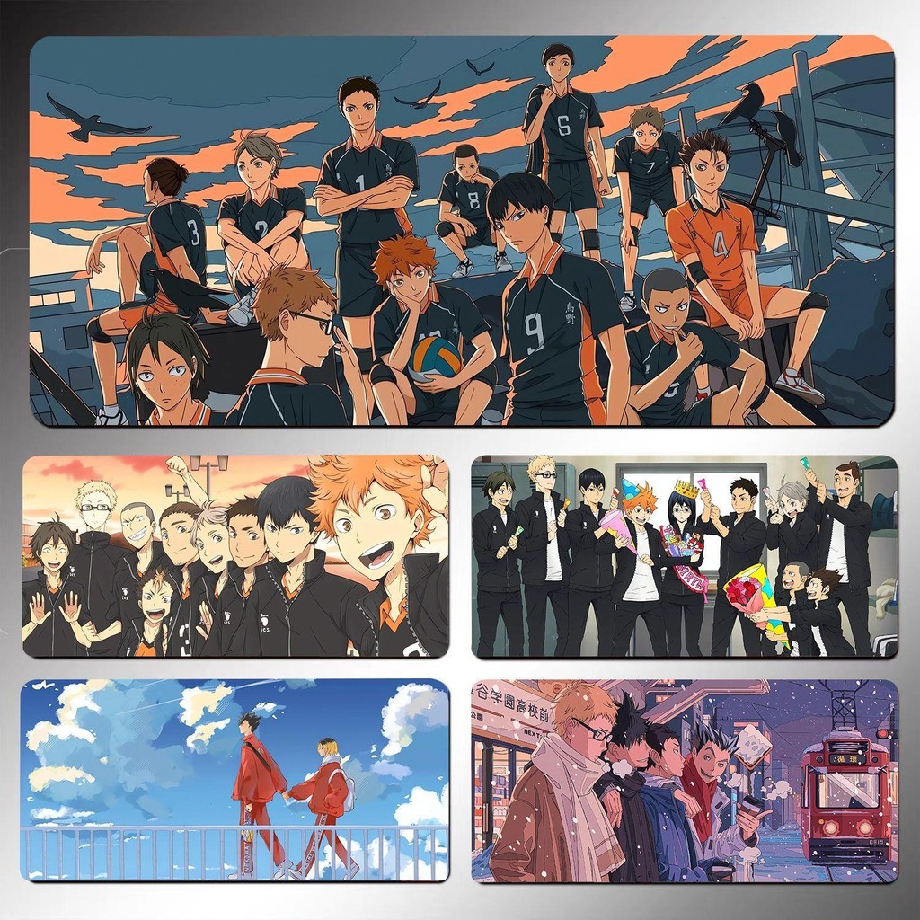 แผ่นรองเมาส์แบบขยายอะนิเมะ ไฮคิว!! Shoyo Tobio สําหรับ ACG แฟน Boys Study โต๊ะ Mat ยางกันลื่นฐานเย็บขอบแผ่นรองเม้าส์ขนาดใหญ่สําหรับแล็ปท็อปคอมพิวเตอร์