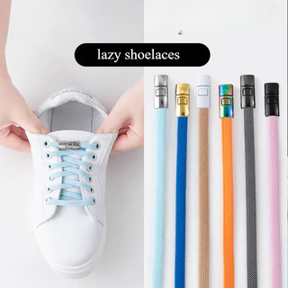 8สี กดล็อคเชือกผูกรองเท้าโดยไม่ต้องผูกรองเท้า เชือกผูก เด็กผู้ใหญ่เชือกสําหรับรองเท้า
