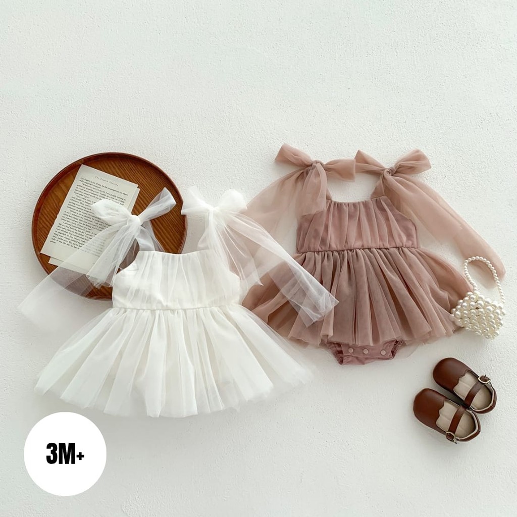 KATUN ( OVR92 / OVR96 ) เดรสเด็กผู้หญิงตูตูจัมเปอร์ - คอตตอนโพลีเอสเตอร์ - ธรรมดา - ชมพูนู้ด ขาว