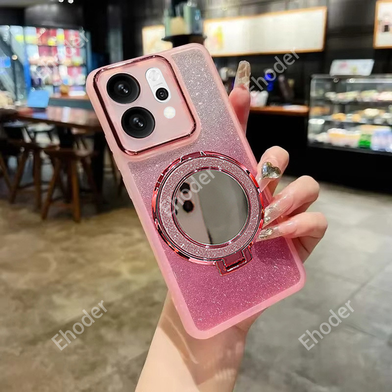 ปลอกสําหรับ OPPO Reno 14 Pro 14F 5G 2025 โปร่งใสพร้อมกระจกแหวนผู้ถือสําหรับ Reno14F Reno14Pro Reno14 14Pro Soft Slim กลับกรณี