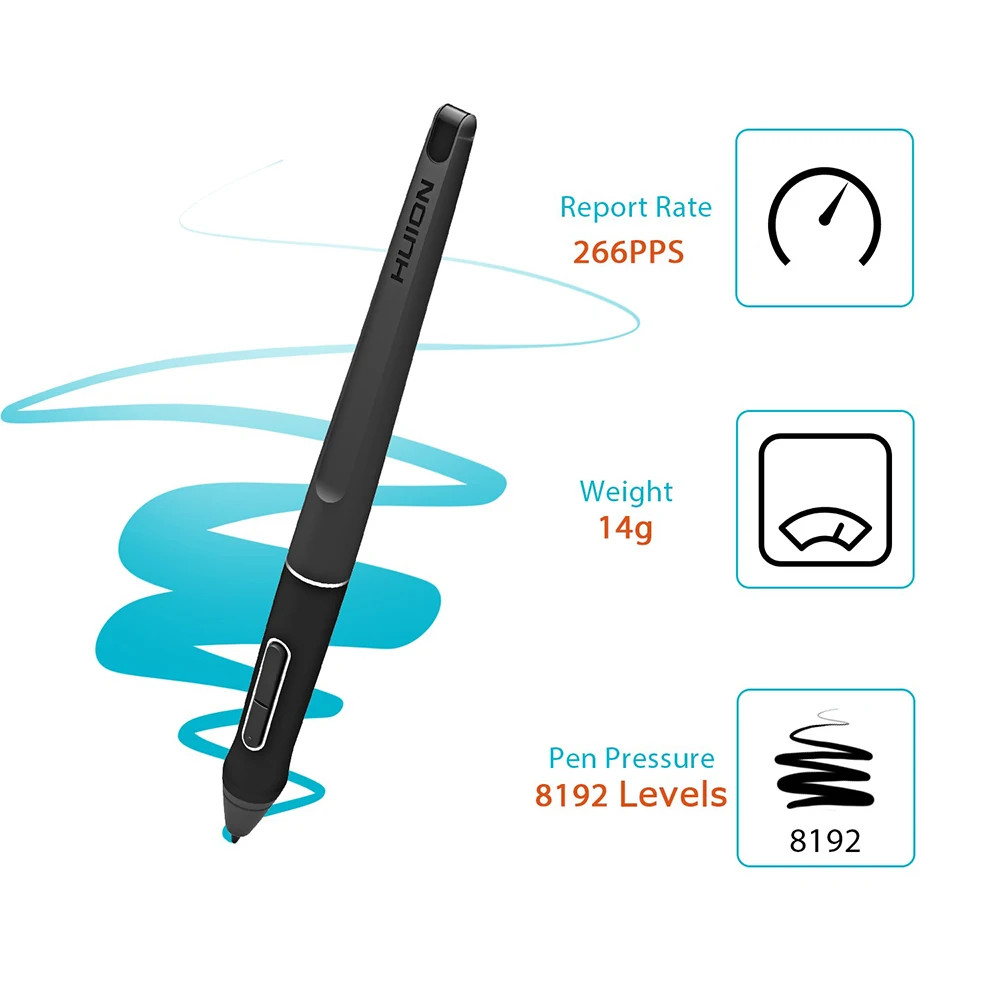 PW507 Battery-Free Digital Pen Stylus สําหรับ Huion Kamvas Pro 12/13/16/20 (2019), Kamvas 16/20
