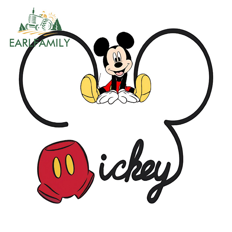 EARLFAMILY Mickey Minnie การ์ตูนป้ายรถสติกเกอร์ Chibi คอมพิวเตอร์ตู้เย็นหมวกนิรภัย Windows JDM ไวนิล Decal บุคลิกภาพ Scratch-Proof Decor
