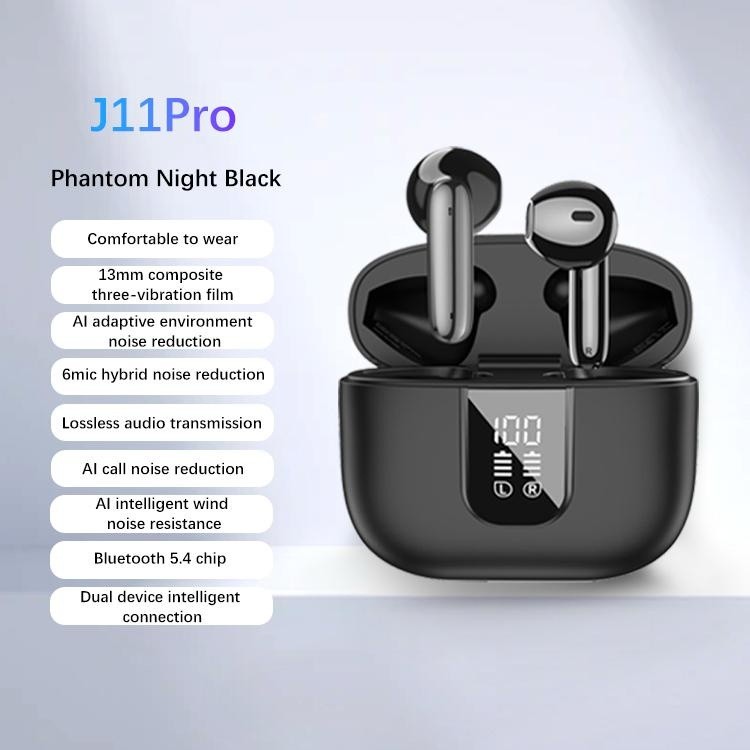 J11pro Anc Blue Tooth Earbuds หูฟังสเตอริโอตัดเสียงรบกวนหูฟัง TWS หูฟังสําหรับเล่นเกมหูฟังตัดเสียงรบ
