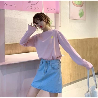 ✨Fairy style✨ เสื้อยืดคอกลม แขนยาว ลายปัก Day & Night ผ้านุ่มใส่สบาย เสื้อลำลองแฟชั่น 🍑✨ #9962