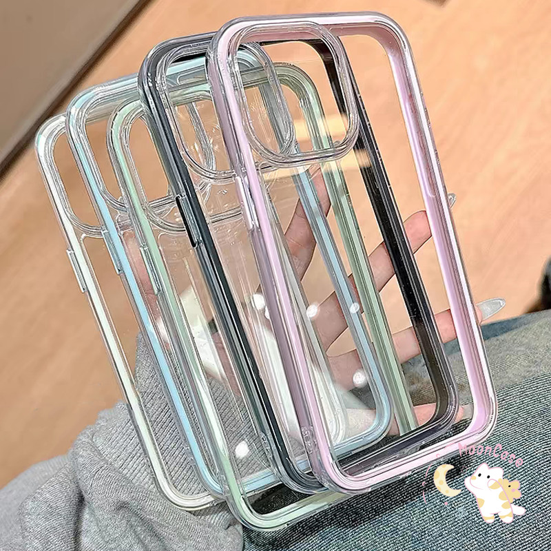 TPU เคสไอโฟน11 12 สำหรับ IPhone 13 15 11 16 12 14 Pro Max XR X XS 7Plus 8Plus Max 7 15 8 Plus SE เรียบง่ายและโปร่งใส เคส