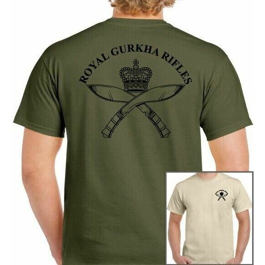 GURKHA เสื้อยืดผ้าฝ้ายผู้ชาย, Royal Army s Forces Tee TOP Cap Beret Emblem s-5xl
