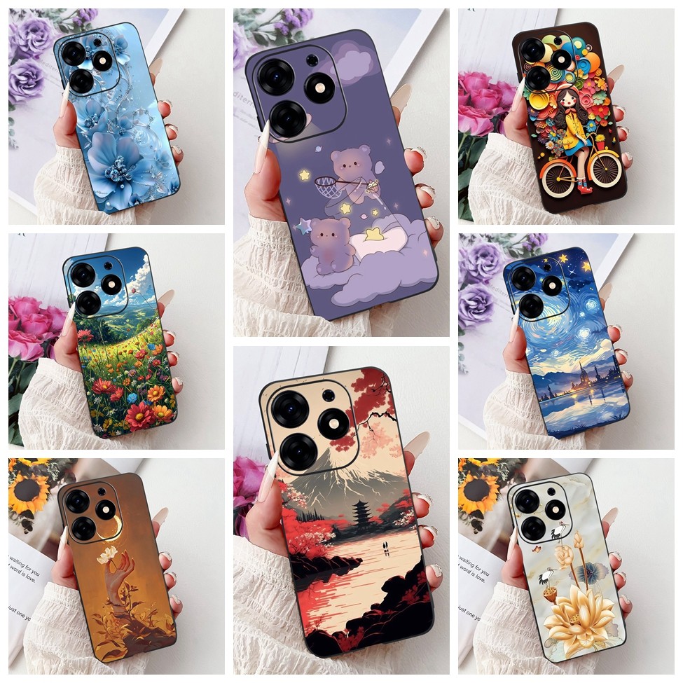 Tecno Spark 10 Pro กรณี KI7 ซิลิโคนความงามแมวน่ารักแฟชั่นดอกไม้ทาสีปกหลัง Techno Spark 10 Pro เคสโทร