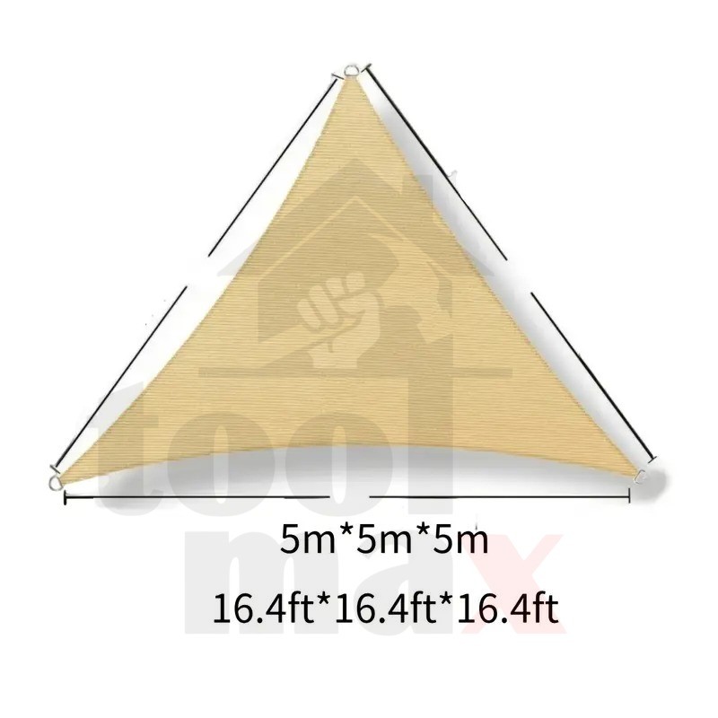 Shade sail ผ้าใบบังแดด 180gsm และ 320gsm สีทราย ทรงสามเหลี่ยม กันสาด ผ้าใบกันแดด - รูปที่ 5