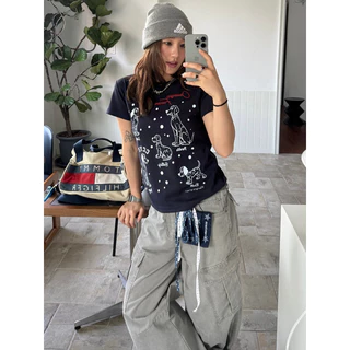 「งานเกรดพรีเมียม งานเกรด A」by Tee เสื้อเข้ารูป แขนสั้น Y2K สไตล์เกาหลี ใส่เที่ยว L69