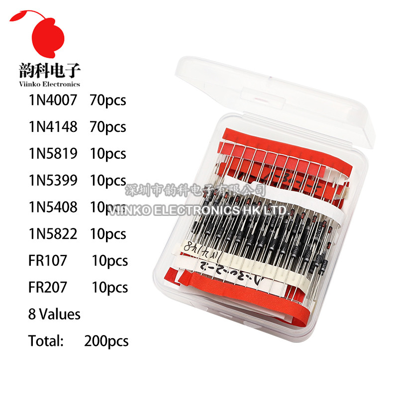 Fast Switching Schottky Diode Kit 1N4148 1N4007 1N5819 1N5399 1N5408 1N5822 FR107 FR207 8Values Elec