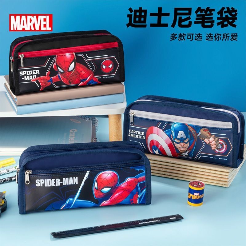 Disney Spider-Man ดิสนีย์ เด็กเครื่องเขียนกล่องการ์ตูนกรณีดินสอนักเรียนชั้นประถมศึกษากรณีดินสอสองชั้นเดอร์แมน