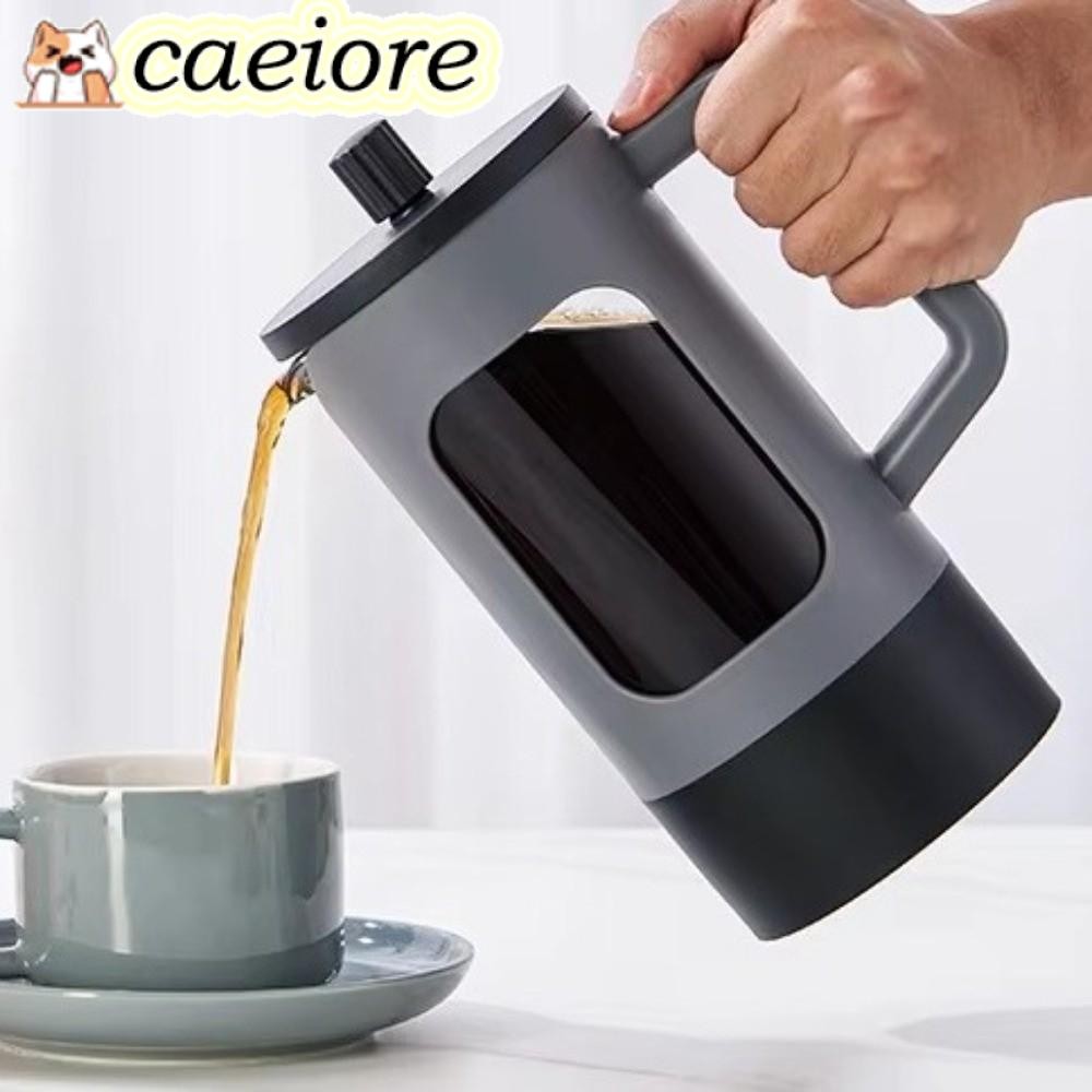 CAEIORE เครื่องชงกาแฟ French Press, 600ml Borosilicate Glass Tea Coffee Brewer, แบบพกพามัลติฟังก์ชั่