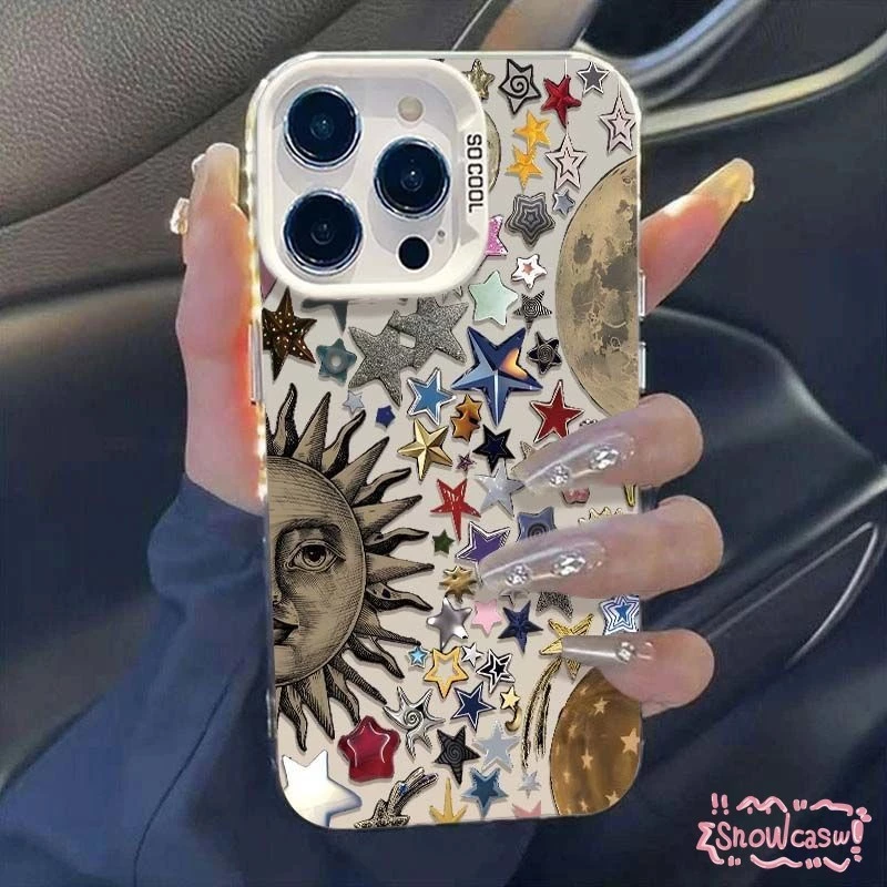 เคส Realme C53 C35 C20 C30 C55 C12 C11 C51 C21 6i 5 8i 7i C15 C67 C25 C37Y ดวงอาทิตย์ดวงดาวสีสร้างสรรค์รัก
