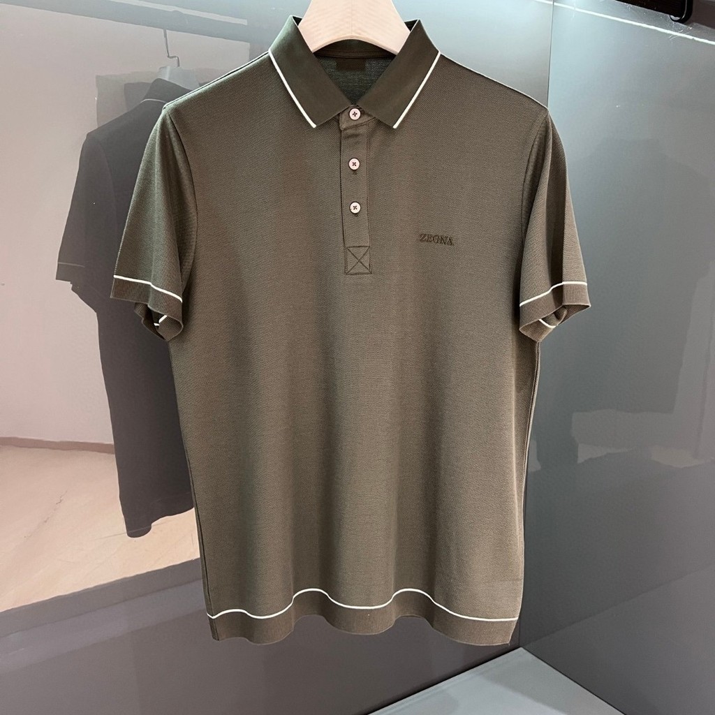 GKH4 ZEGNA 25Summer New High-End Business Men's Turn-Down Collar Simple Casual Versatile Polo Men's 
