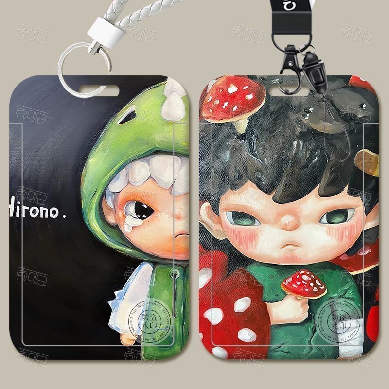 P POP mart hirono Card Holder Campus Student Meal Card Bus Card Protective Case ID Card Protective C
