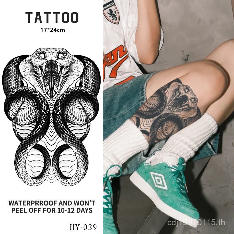 VLYC【ZERO Tattoo】 48 ซม. * 34 ซม.; 17 * 24 ซม; Duration15 วันกันน้ำหัวหมาป่าออกแบบสติกเกอร์รอยสักกึ่งถาวรสำหรับผู้ชายและผู้หญิง