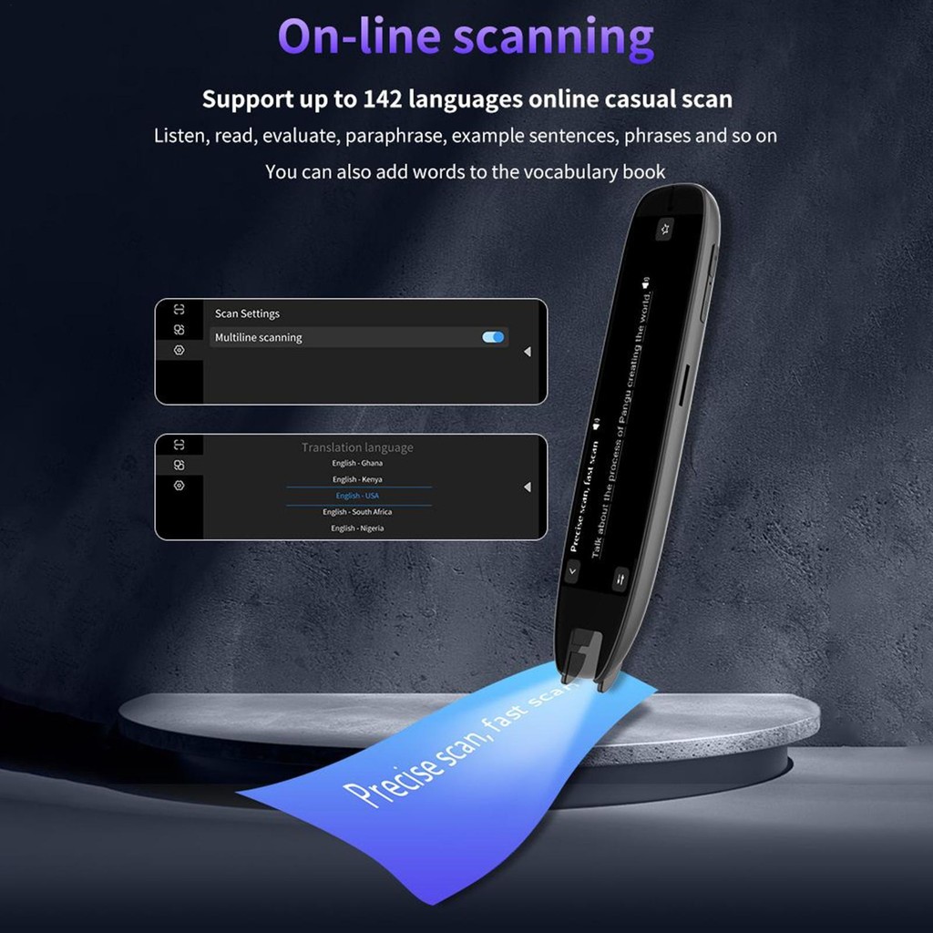 Translator ปากกา Offline 142-Language หน้าจอสัมผัสเครื่องสแกนเนอร์ Text-to-Speech พจนานุกรมอิเล็กทรอ