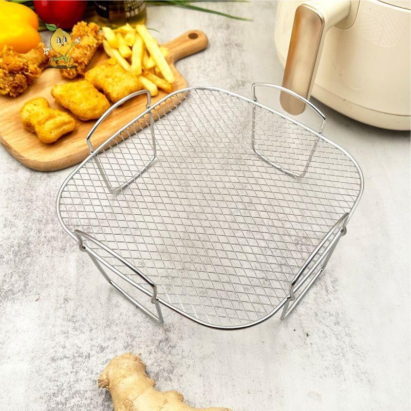 [mozh] ตะแกรงย่างมัลติฟังก์ชั่นเข้ากันได้กับ Airfryer Dehydrator ชั้นวางบาร์บีคิว Steamer ย่างเครื่องมือทําอาหารสําหรับอุปกรณ์เสริม Air Fryer [TH]