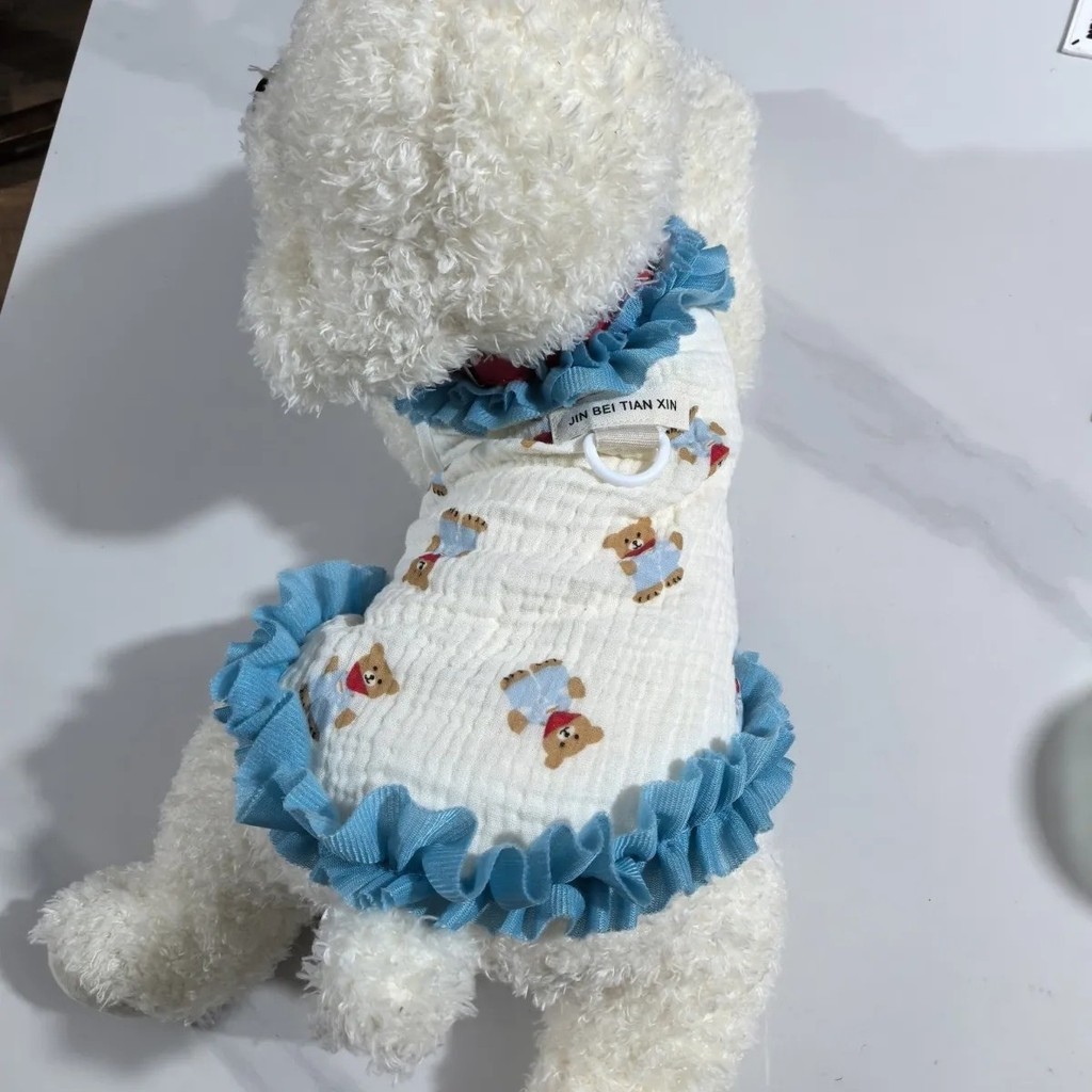 ✨สุนัขแมวฤดูใบไม้ผลิฤดูร้อนบางสไตล์ฤดูร้อนเสื้อกั๊กผ้าฝ้ายน่ารักสัตว์เลี้ยงสุนัขป้องกันการหล่นเสื้อผ้าขนาดเล็กบิชอนระบายอากาศ