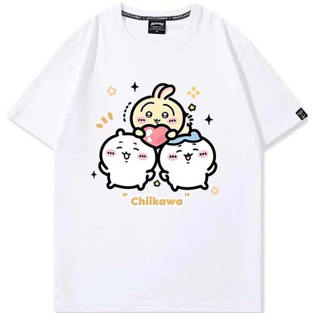 ผ้าฝ้ายแท้สไตล์ญี่ปุ่นนุ่มน่ารัก chikawa Uzachi เสื้อยืดแขนสั้น chikawa สไตล์ใหม่