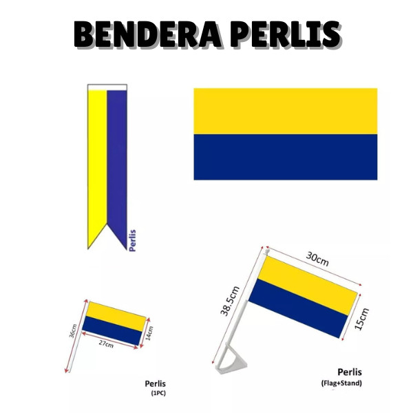 ShopWithJoyBendera Perlis Hand Flag / Spring Flag / Car Flag / Bunting Bunch Flag Perlis / 2x4ft 3x6