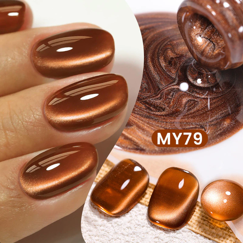 【Local】BORN PRETTY Caramel Brown Water Light Cat Eyes Magnetic Nail Gel Polish Vintage Brown Nails Jelly Glass Soak Off Varnis กึ่งถาวร