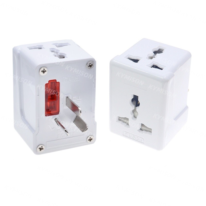 AU Australia New Zealand China Type I Travel Adapter 3 IN 1 ปลั๊กไฟไฟฟ้า Multi Outlet Converter AU/EU/US/แอฟริกาใต้พร้อมฟิวส์