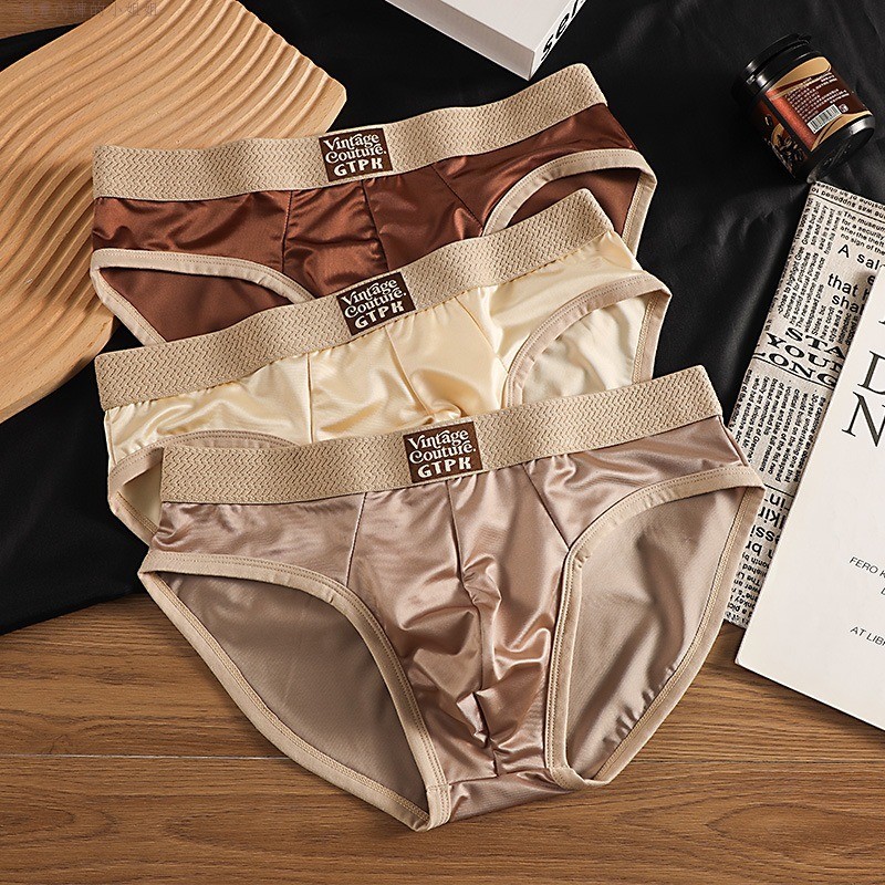 กางเกงในทรงสามเหลี่ยมผู้ชาย ใหม่! จากผ้าไหมน้ำแข็ง ระบายอากาศได้ดี แห้งไว เหมาะสำหรับฤดูร้อน - รูปที่ 3