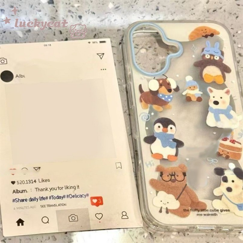 ใช้งานร่วมกับ iPhone 16 15 14 13 12 11 Pro Max X Xr Xs Max 7 8 Plus SE2020 เคสโทรศัพท์น่ารัก Red Rose สุนัขและผ้าพันคอสีฟ้าสุนัข + ขาตั้งคู่นุ่มปกหลัง - รูปที่ 4