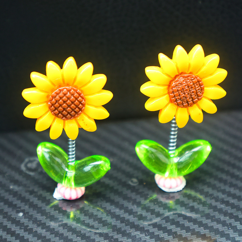 ชุดดอกไม้ขยับหัว 5 ชิ้น ตกแต่งคอนโซลหน้ารถ กาวในตัว ลายทานตะวัน เพิ่มความสดใสในรถ - รูปที่ 2